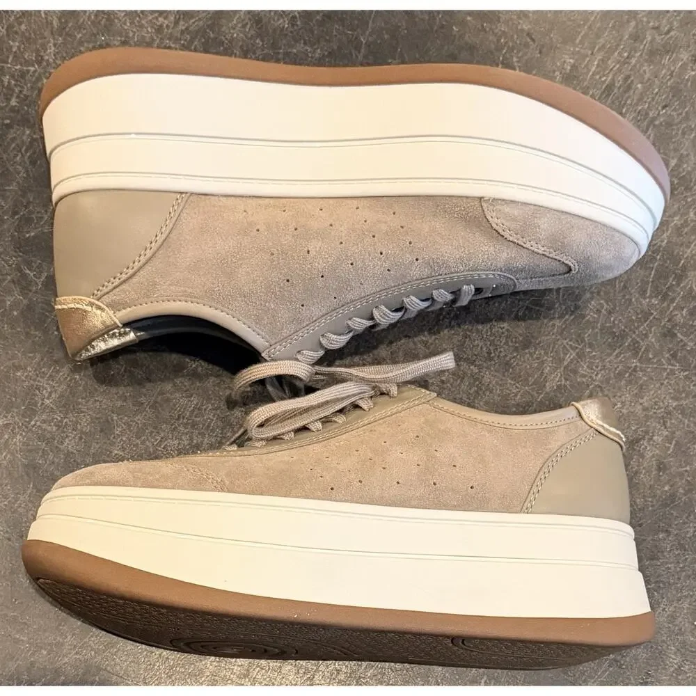 MICHAEL Michael Kors Hayes Platform Gray Leather Sneakers Women's Size 10M NWT